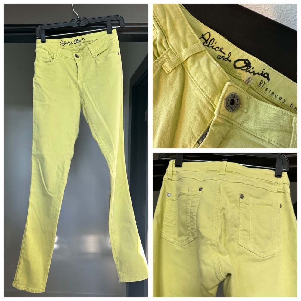 Alice + Olivia by Stacey Bendet lime green jeans size 4